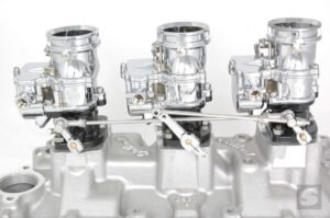 3x2 Progressive Linkage. Chrome 4-3/4in carb spacing with kickdown