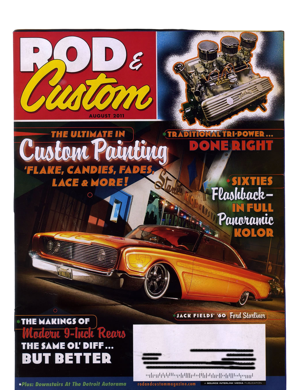Casada Widowmaker tri-power system featured on the August 2011 cover of Rod & Custom magazine